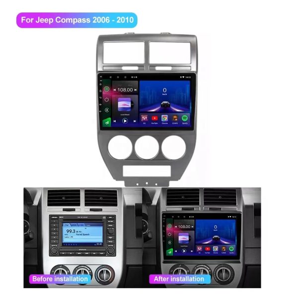 Car Frame Fascia Adapter Canbus Box For Dodge Caliber Jeep Compass 1 MK Patriot Android Radio Dash Fitting Panel Kit (JP-013) - Image 2