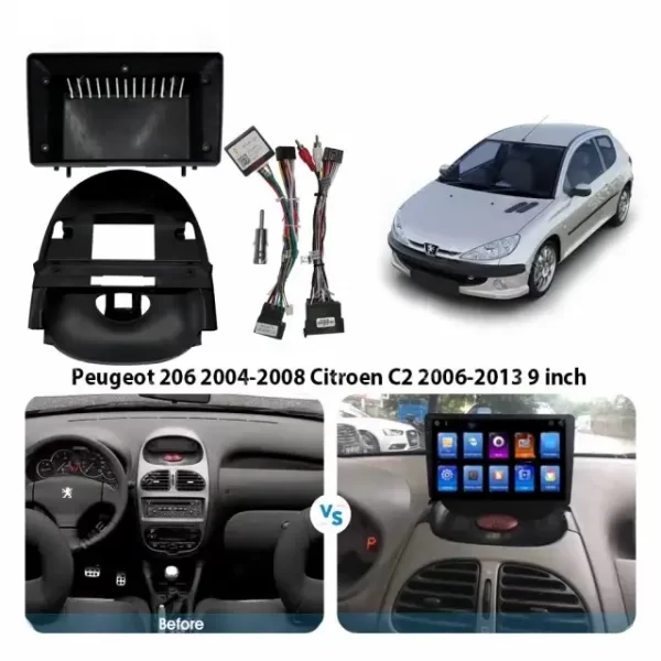 Car Fascia Frame Adapter Canbus Box Decoder Android Dashboard Radio Fitting Panel Kit For Peugeot 206 Citroen C2 (BZ-013014) - Image 2
